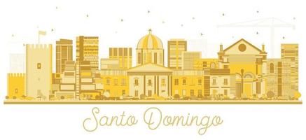 santo domingo dominicaans republiek stad horizon silhouet met gouden gebouwen geïsoleerd Aan wit. vector