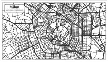 Milaan Italië stad kaart in retro stijl in zwart en wit kleur. schets kaart. vector