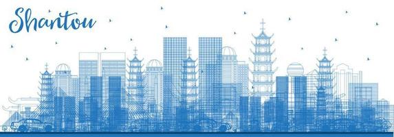 schets shantou China stad horizon met blauw gebouwen. vector