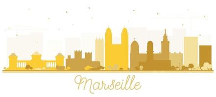 Marseille Frankrijk stad horizon silhouet met gouden gebouwen. vector