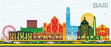 bari Italië stad horizon met kleur gebouwen en blauw lucht. vector
