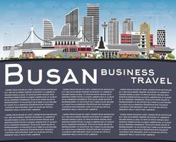 Busan zuiden Korea stad horizon met kleur gebouwen, blauw lucht en kopiëren ruimte. vector