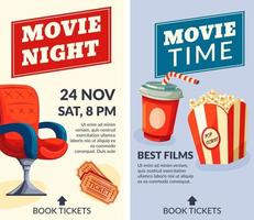 film nacht het beste films, reservering kaartjes banners vector