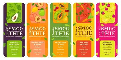 verpakking etiket ontwerp reeks voor smoothie drinken vector