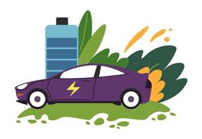 elektrisch auto's gebruik makend van hernieuwbaar energie verhaal vector