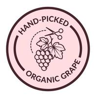 hand- geplukt biologisch druif, etiket voor producten vector