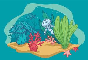 onderwater- flora en fauna, aquarium met vis vector