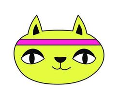 kat karakter met hoofd band, portret van pot vector
