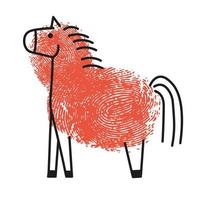 vingerafdruk tekening van pony of paard dier vector