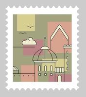 landschap van Italië stad met architectuur poststempel vector