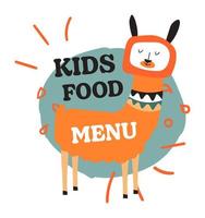 kinderen voedsel menu, kinderen maaltijd, banier met lama vector