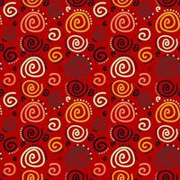 helder patroon van veelkleurig spiralen Aan een rood achtergrond. naadloos vector afbeelding.