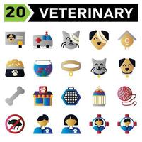 veterinair icoon reeks omvatten certificaat, vaccin, dier, huisdier, hond , ambulance, auto, redden, huisdier, dier redden, verband, kat, huisdier, dierenarts, veterinair, verband, hond, huisdier, dierenarts, veterinair, vogelhuisje, nest vector