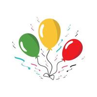 3 ballonnen voor verjaardag en feest. rood, geel, groen ballonnen met kleurrijk papier ornamenten. vector