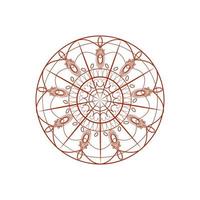 cirkel donkerrood 9 sector Aziatisch stijl mandala. elegant concentrisch bloemen ornament in etnisch mehendi, Indisch henna- stijl. hand getekend terracotta kleur ontwerp Aan wit achtergrond voor afdrukken, decor vector