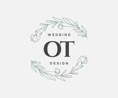 ot initialen brief bruiloft monogram logos verzameling, hand- getrokken modern minimalistisch en bloemen Sjablonen voor uitnodiging kaarten, opslaan de datum, elegant identiteit voor restaurant, boetiek, cafe in vector