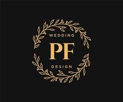 pf initialen brief bruiloft monogram logos verzameling, hand- getrokken modern minimalistisch en bloemen Sjablonen voor uitnodiging kaarten, opslaan de datum, elegant identiteit voor restaurant, boetiek, cafe in vector