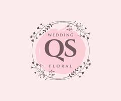 qs initialen brief bruiloft monogram logos sjabloon, hand- getrokken modern minimalistisch en bloemen Sjablonen voor uitnodiging kaarten, opslaan de datum, elegant identiteit. vector