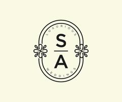 sa initialen brief bruiloft monogram logos sjabloon, hand- getrokken modern minimalistisch en bloemen Sjablonen voor uitnodiging kaarten, opslaan de datum, elegant identiteit. vector