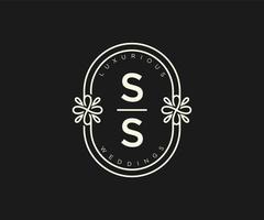 ss initialen brief bruiloft monogram logos sjabloon, hand- getrokken modern minimalistisch en bloemen Sjablonen voor uitnodiging kaarten, opslaan de datum, elegant identiteit. vector