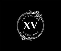 xv initialen brief bruiloft monogram logos sjabloon, hand- getrokken modern minimalistisch en bloemen Sjablonen voor uitnodiging kaarten, opslaan de datum, elegant identiteit. vector