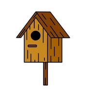 houten vogelhuisje. huis voor vogel. eigengemaakt nest voor dier. schets tekenfilm illustratie vector