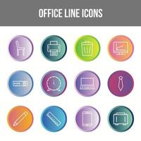 unieke office line icon set line vector