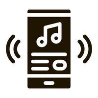 luisteren muziek- lied in smartphone glyph icoon vector