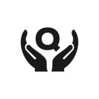 brief q geven hand- logo ontwerp. hand- logo ontwerp vector