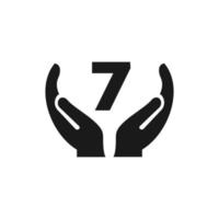 brief 7 geven hand- logo ontwerp. hand- logo ontwerp vector