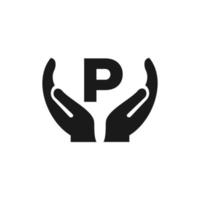 brief p geven hand- logo ontwerp. hand- logo ontwerp vector