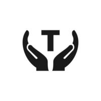 brief t geven hand- logo ontwerp. hand- logo ontwerp vector