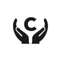 brief c geven hand- logo ontwerp. hand- logo ontwerp vector