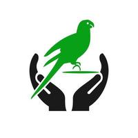 hand- vogel logo ontwerp. duif logo met hand- concept vector. hand- en vogel logo ontwerp vector