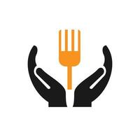 hand- restaurant logo ontwerp. restaurant logo met hand- concept vector. hand- en restaurant logo ontwerp vector