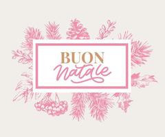 christmas,buon natale wenskaart.handschrift belettering in italian.holiday lettering.new jaar template.vintage vector, typografie design. vector