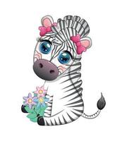 gestreept zebra in een krans van bloemen, met een boeket. voorjaar is komt eraan vector