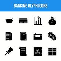 uniek bank glyph icoon reeks vector