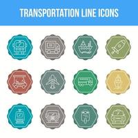 unieke transportlijn icon set vector