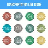 unieke transportlijn icon set vector