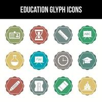 uniek onderwijs glyph icoon reeks vector