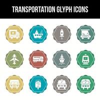 uniek vervoer glyph icoon reeks vector
