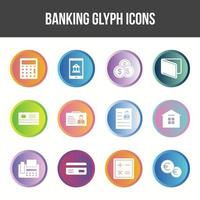 uniek bank glyph icoon reeks vector