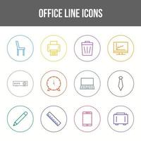 unieke office line icon set line vector