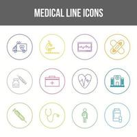unieke medische lijn icon set vector