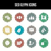 uniek seo glyph icoon reeks vector