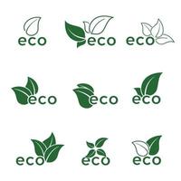 reeks van stickers ecologie groen glanzend met schaduw vector