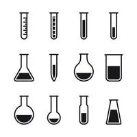 chemisch laboratorium uitrusting geïsoleerd pictogrammen Aan wit achtergrond vector