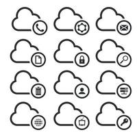 reeks van geïsoleerd pictogrammen Aan een thema wolk berekenen vector