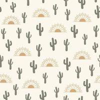 naadloos patroon vector zomer cactus Aan woestijn met zon voor mode kleding stof en allemaal prints Aan licht beige zand achtergrond